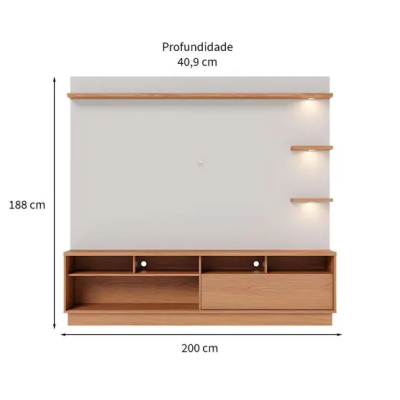 Estante para Home Theater e TV até 70 Polegadas Campeche Freijó e Off White Estante para Home Theater e TV até 70 Polegadas Campeche Freijó e Off White